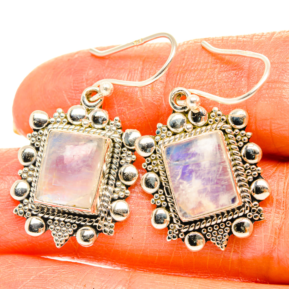 Rainbow Moonstone Earrings handcrafted by Ana Silver Co - EARR429535