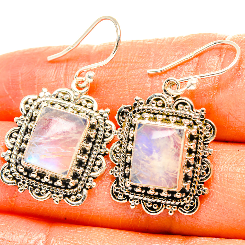 Rainbow Moonstone Earrings handcrafted by Ana Silver Co - EARR429537