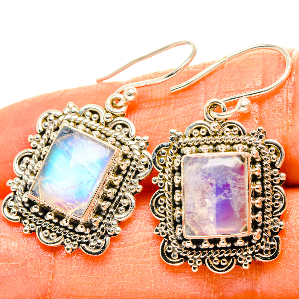 Rainbow Moonstone Earrings handcrafted by Ana Silver Co - EARR429539