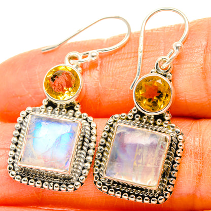 Rainbow Moonstone Earrings handcrafted by Ana Silver Co - EARR429541