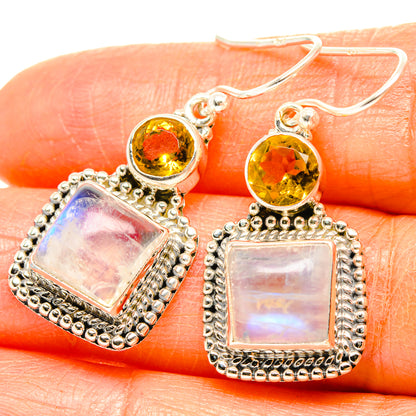 Rainbow Moonstone Earrings handcrafted by Ana Silver Co - EARR429543