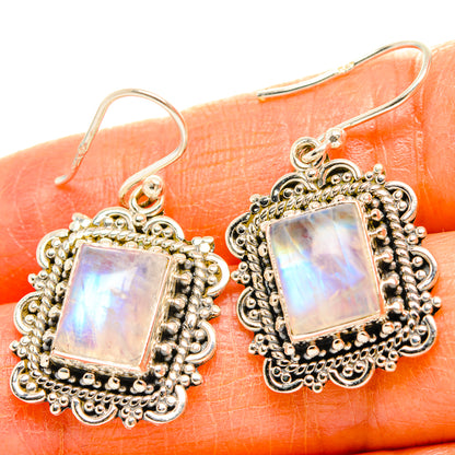 Rainbow Moonstone Earrings handcrafted by Ana Silver Co - EARR429549