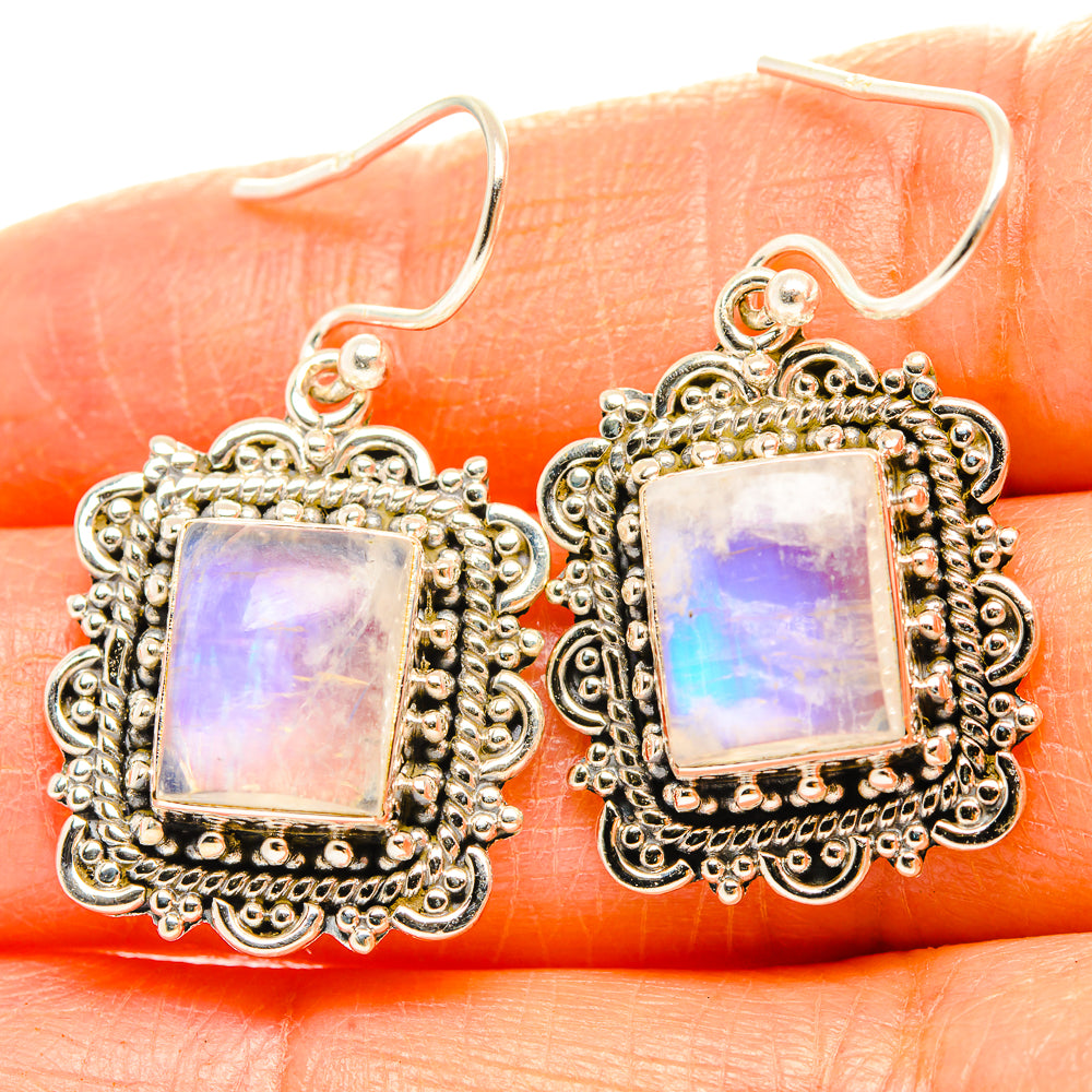 Rainbow Moonstone Earrings handcrafted by Ana Silver Co - EARR429552