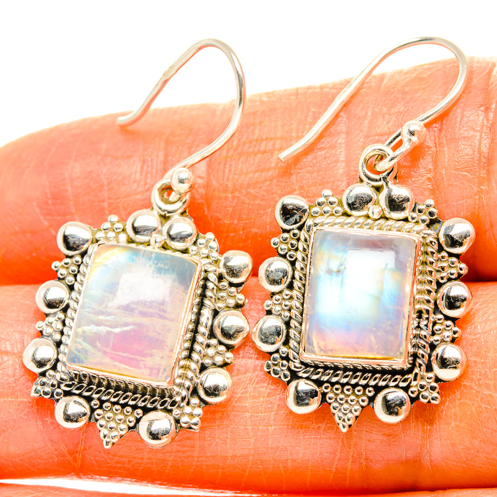 Rainbow Moonstone Earrings handcrafted by Ana Silver Co - EARR429553