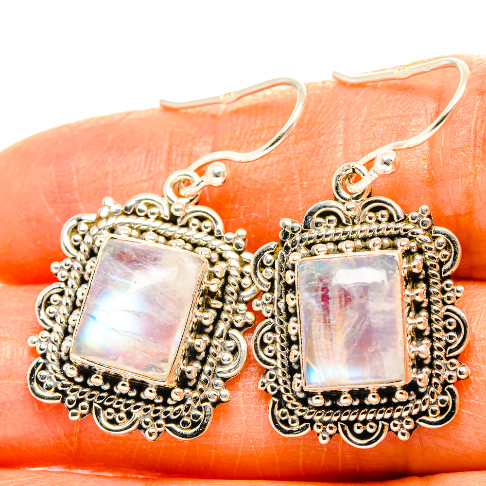 Rainbow Moonstone Earrings handcrafted by Ana Silver Co - EARR429554