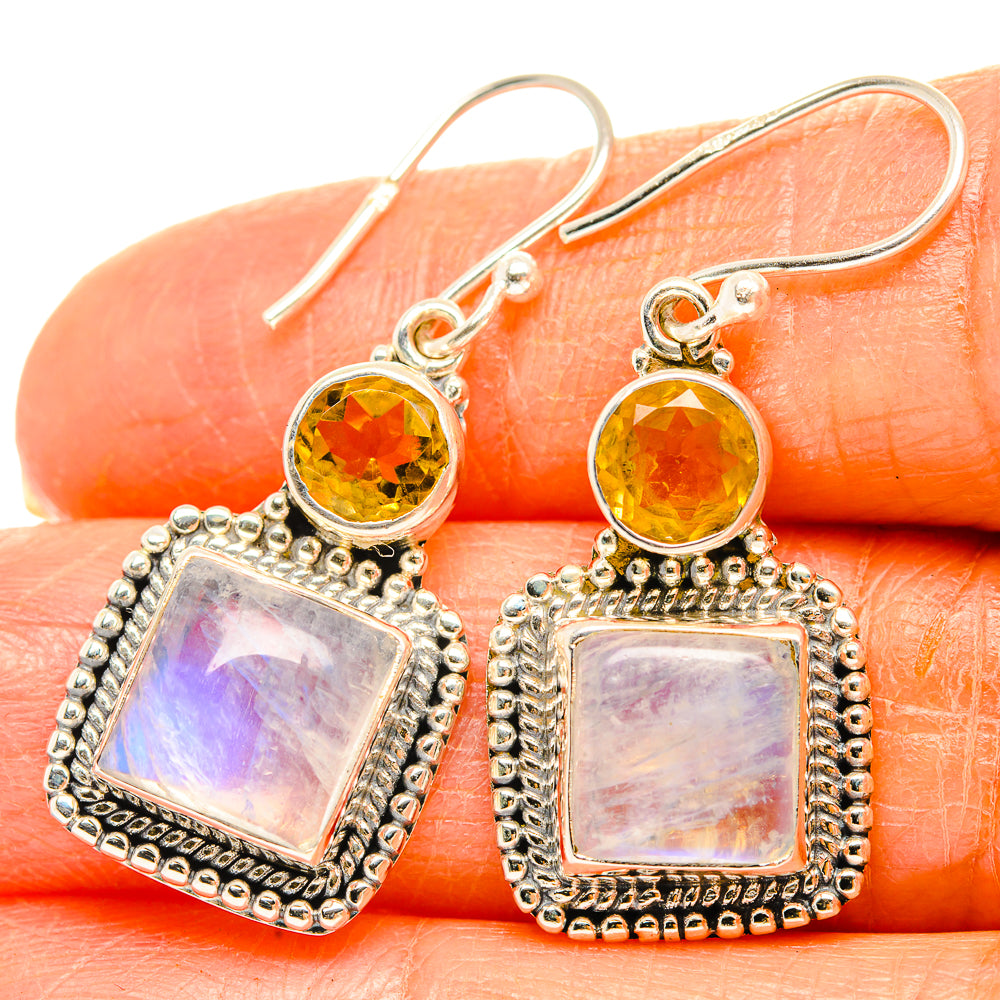 Rainbow Moonstone Earrings handcrafted by Ana Silver Co - EARR429557