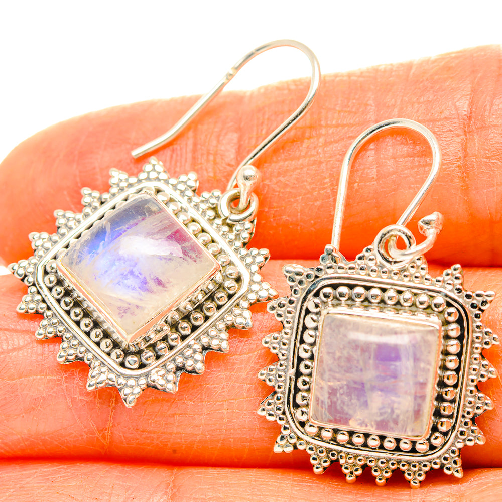 Rainbow Moonstone Earrings handcrafted by Ana Silver Co - EARR429558