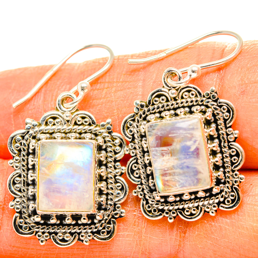 Rainbow Moonstone Earrings handcrafted by Ana Silver Co - EARR429561