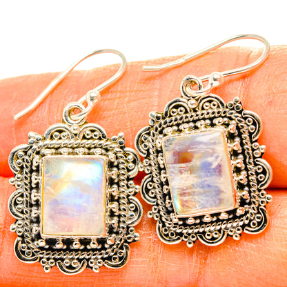 Rainbow Moonstone Earrings handcrafted by Ana Silver Co - EARR429561