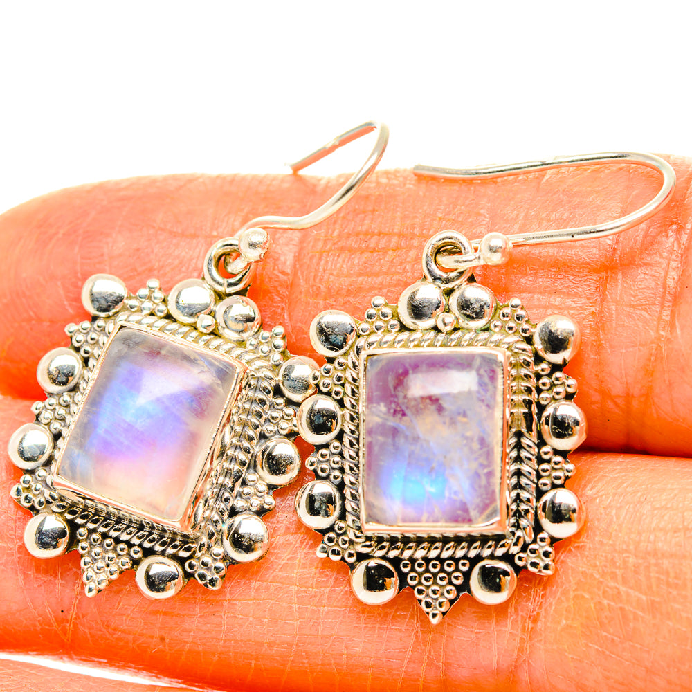 Rainbow Moonstone Earrings handcrafted by Ana Silver Co - EARR429565
