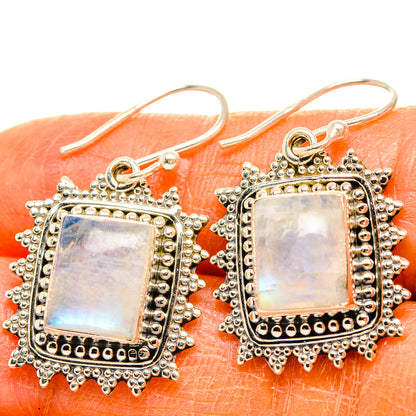 Rainbow Moonstone Earrings handcrafted by Ana Silver Co - EARR429566