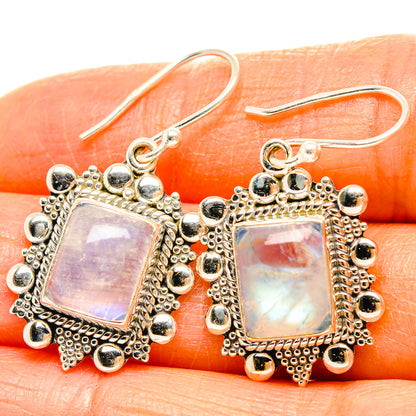 Rainbow Moonstone Earrings handcrafted by Ana Silver Co - EARR429567