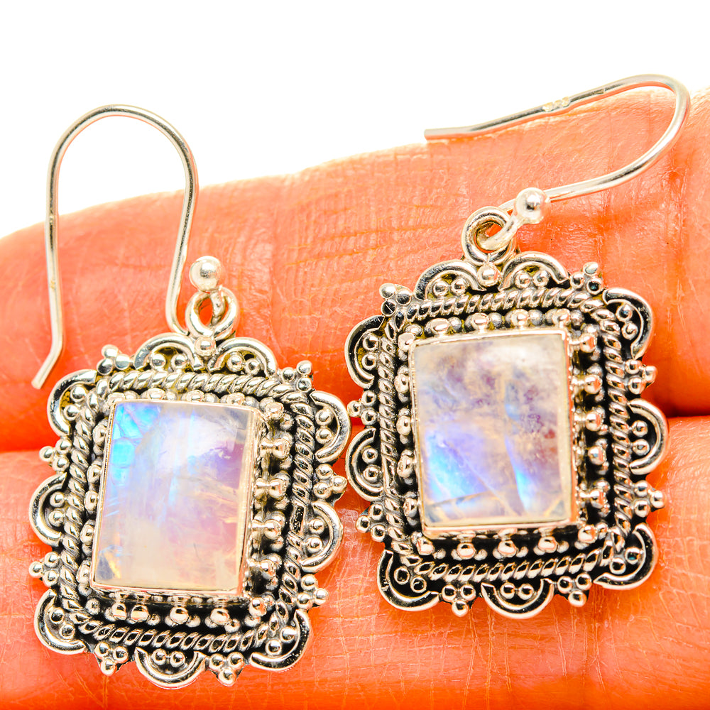 Rainbow Moonstone Earrings handcrafted by Ana Silver Co - EARR429568