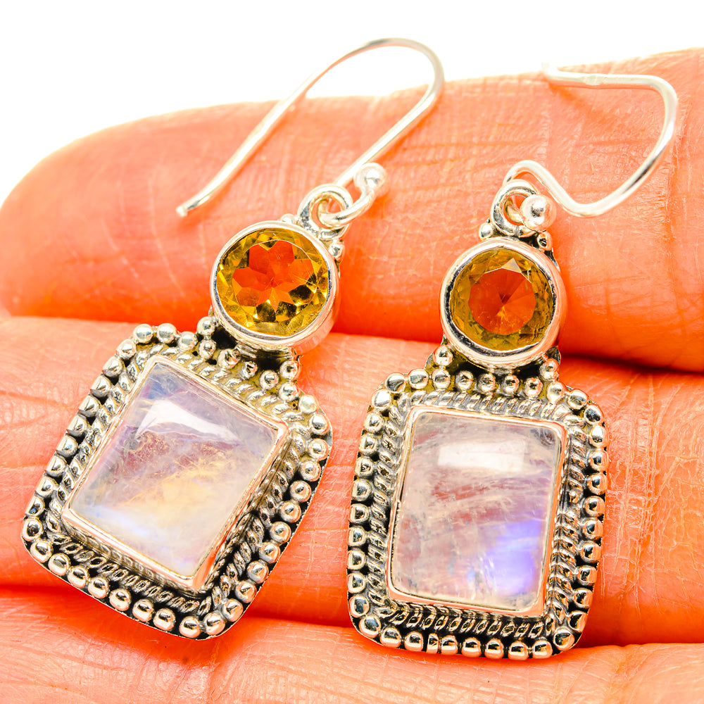 Rainbow Moonstone Earrings handcrafted by Ana Silver Co - EARR429572