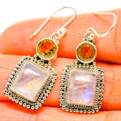 Rainbow Moonstone Earrings handcrafted by Ana Silver Co - EARR429572