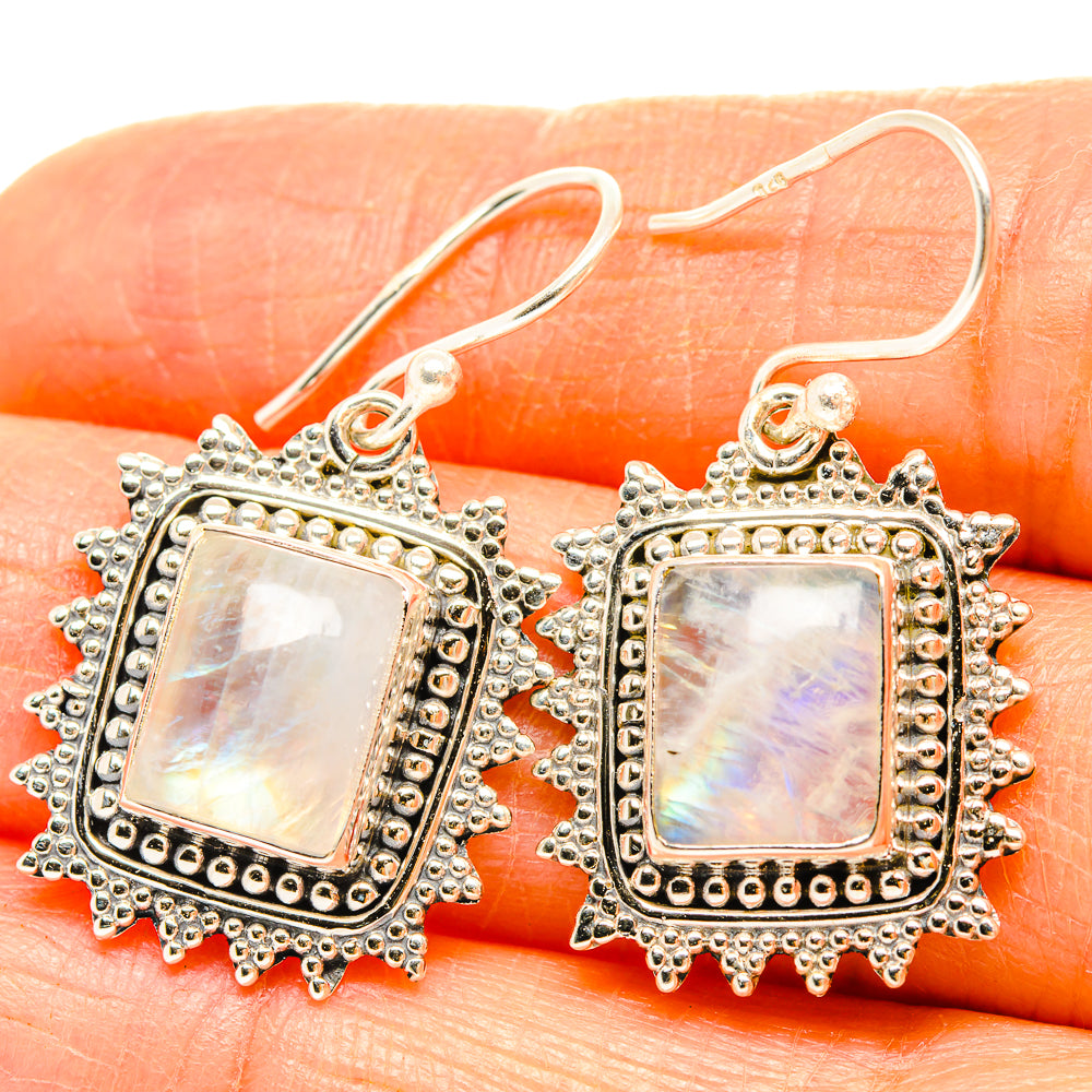 Rainbow Moonstone Earrings handcrafted by Ana Silver Co - EARR429574