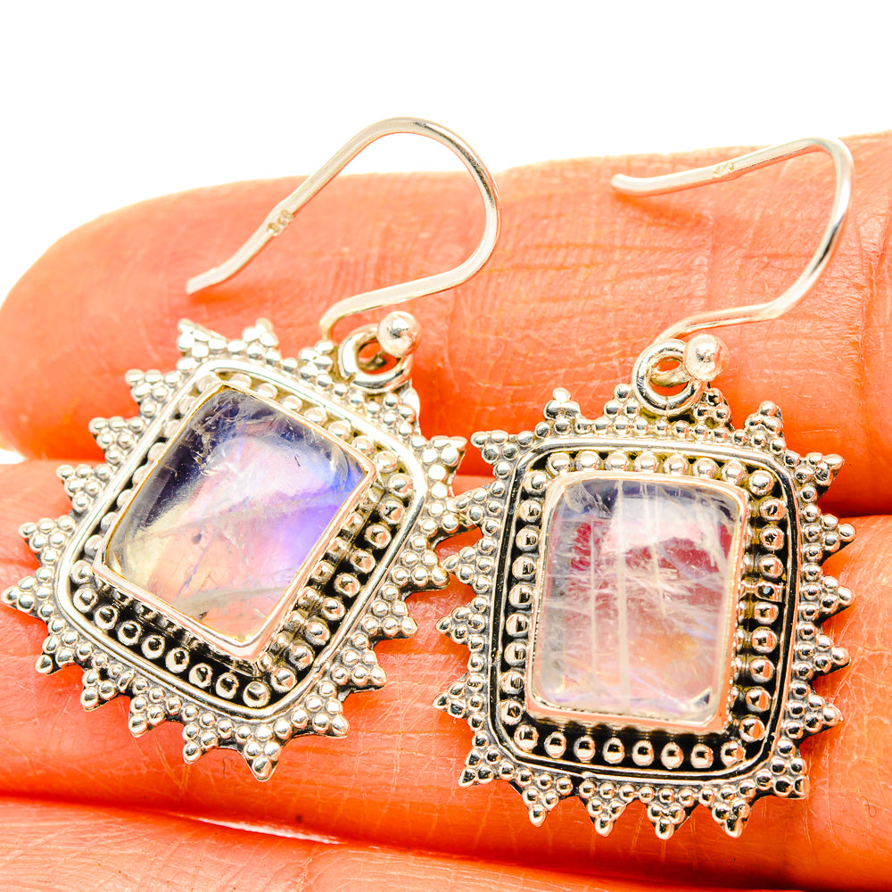 Rainbow Moonstone Earrings handcrafted by Ana Silver Co - EARR429579