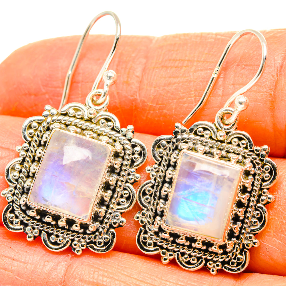 Rainbow Moonstone Earrings handcrafted by Ana Silver Co - EARR429581