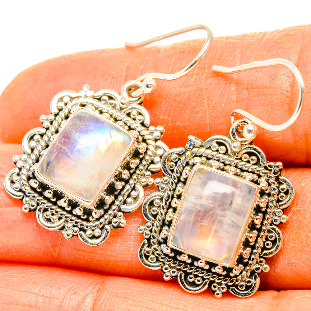 Rainbow Moonstone Earrings handcrafted by Ana Silver Co - EARR429584
