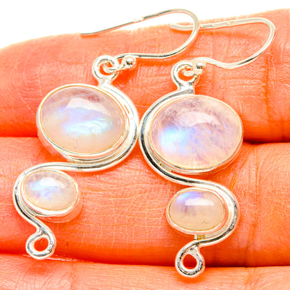 Rainbow Moonstone Earrings handcrafted by Ana Silver Co - EARR429587