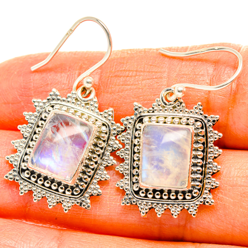 Rainbow Moonstone Earrings handcrafted by Ana Silver Co - EARR429588