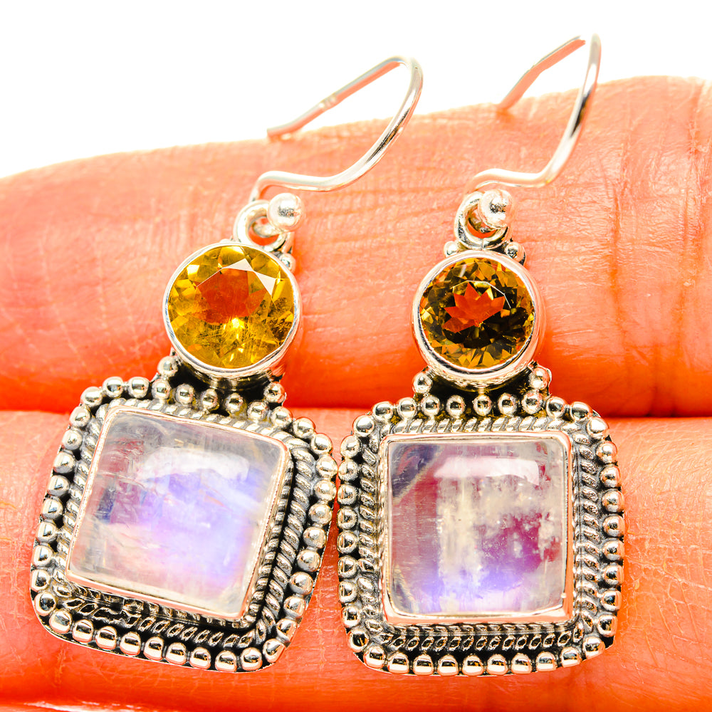 Rainbow Moonstone Earrings handcrafted by Ana Silver Co - EARR429592