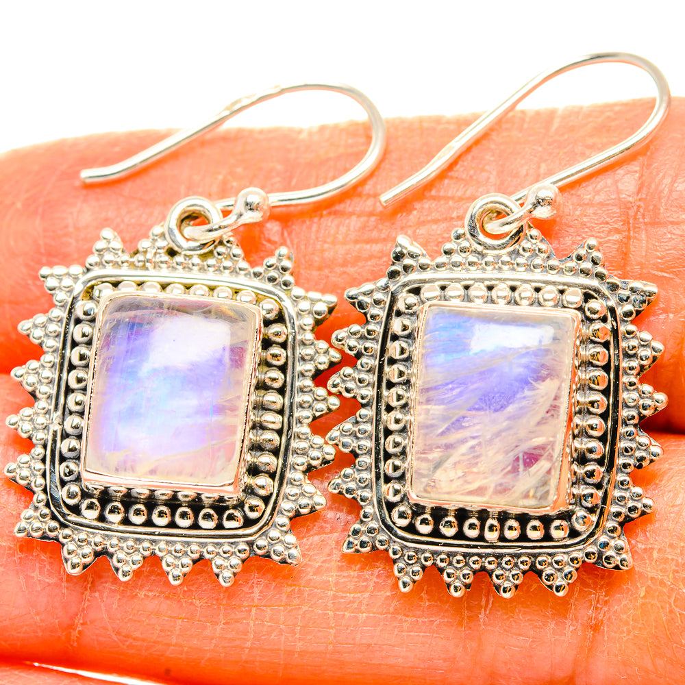 Rainbow Moonstone Earrings handcrafted by Ana Silver Co - EARR429594