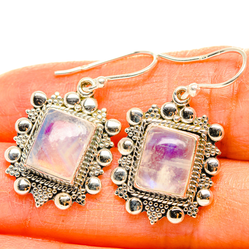 Rainbow Moonstone Earrings handcrafted by Ana Silver Co - EARR429597