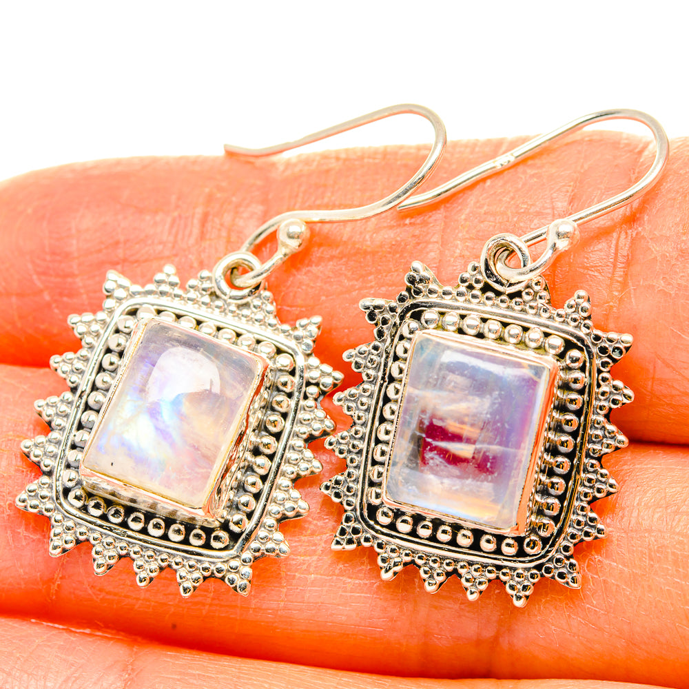Rainbow Moonstone Earrings handcrafted by Ana Silver Co - EARR429599