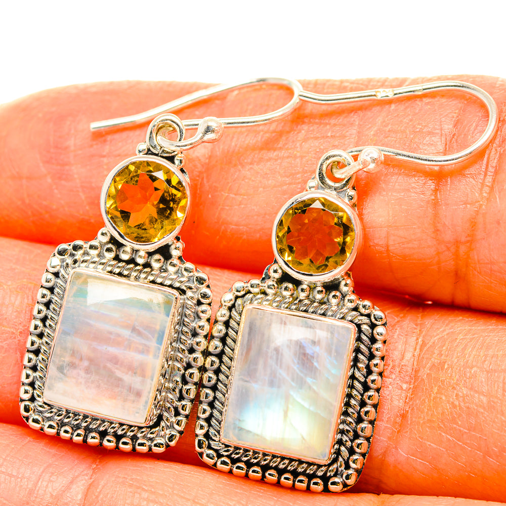 Rainbow Moonstone Earrings handcrafted by Ana Silver Co - EARR429601