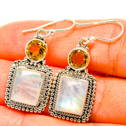 Rainbow Moonstone Earrings handcrafted by Ana Silver Co - EARR429601