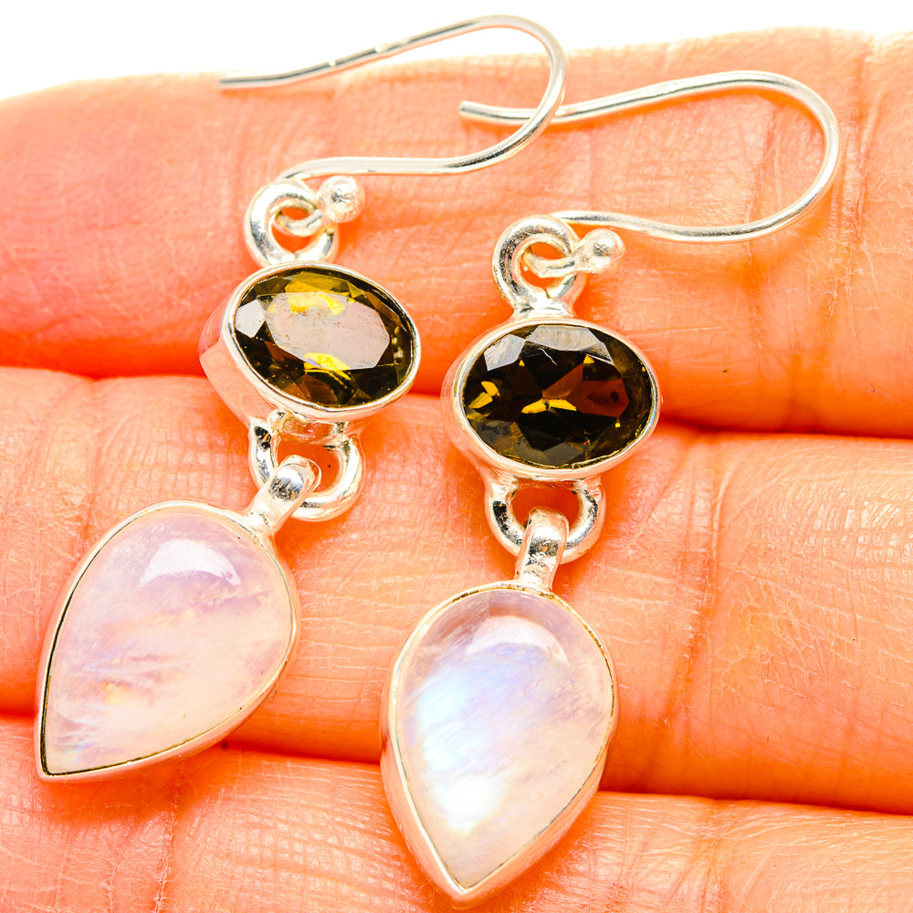 Rainbow Moonstone Earrings handcrafted by Ana Silver Co - EARR429617