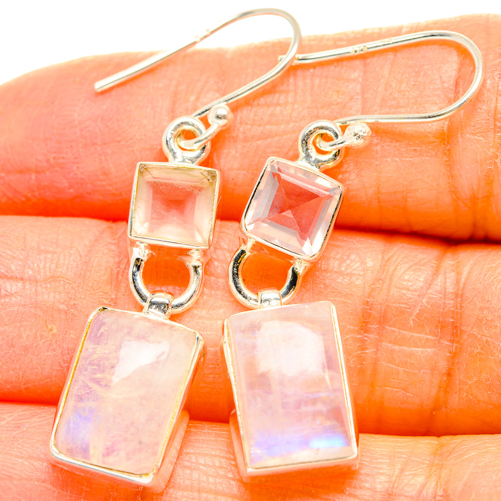 Rainbow Moonstone Earrings handcrafted by Ana Silver Co - EARR429619