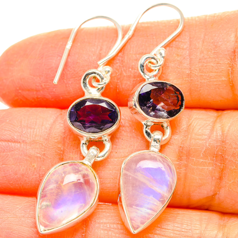 Rainbow Moonstone Earrings handcrafted by Ana Silver Co - EARR429624