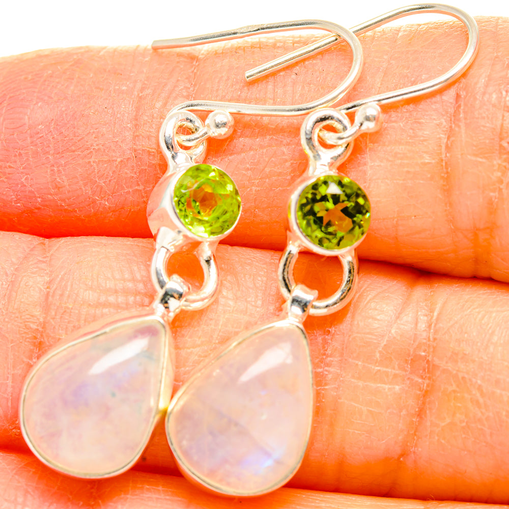 Rainbow Moonstone Earrings handcrafted by Ana Silver Co - EARR429628