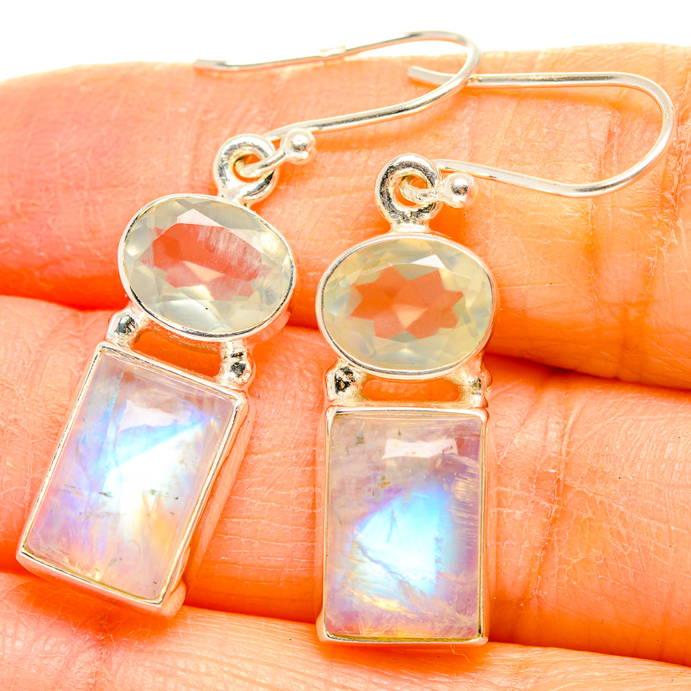 Rainbow Moonstone Earrings handcrafted by Ana Silver Co - EARR429631