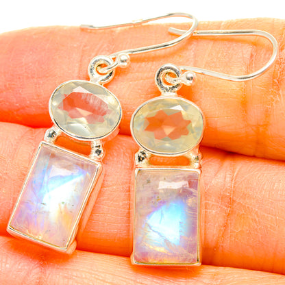 Rainbow Moonstone Earrings handcrafted by Ana Silver Co - EARR429631