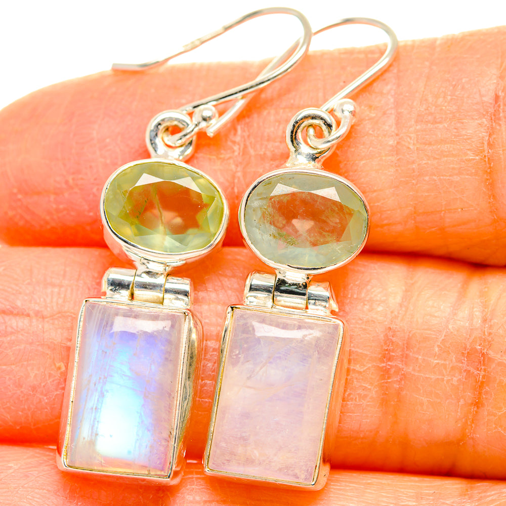 Rainbow Moonstone Earrings handcrafted by Ana Silver Co - EARR429633