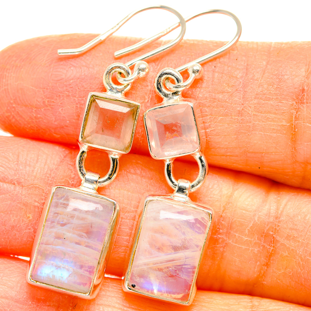 Rainbow Moonstone Earrings handcrafted by Ana Silver Co - EARR429638