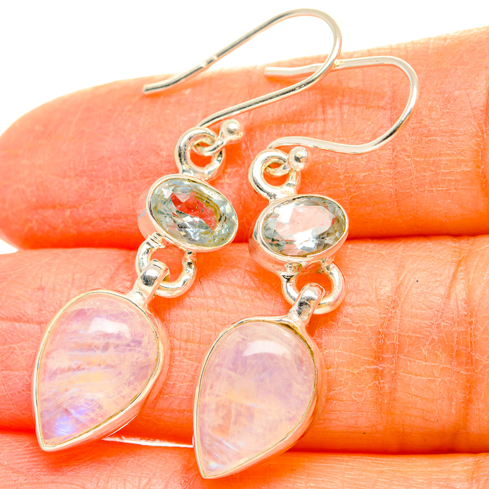 Rainbow Moonstone Earrings handcrafted by Ana Silver Co - EARR429666