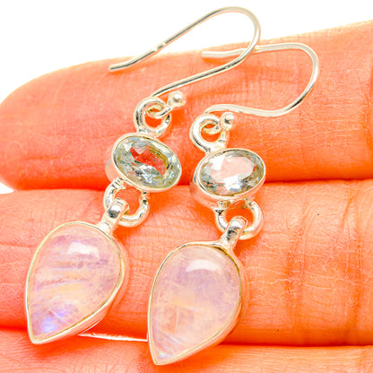 Rainbow Moonstone Earrings handcrafted by Ana Silver Co - EARR429666