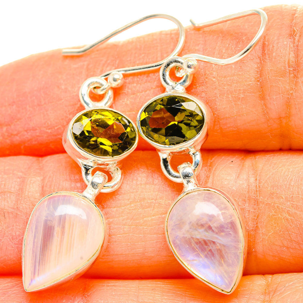 Rainbow Moonstone Earrings handcrafted by Ana Silver Co - EARR429671