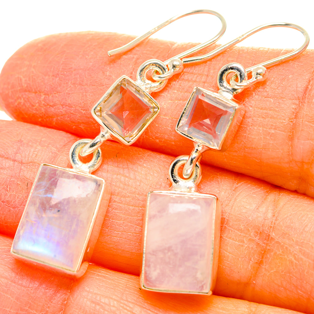 Rainbow Moonstone Earrings handcrafted by Ana Silver Co - EARR429674