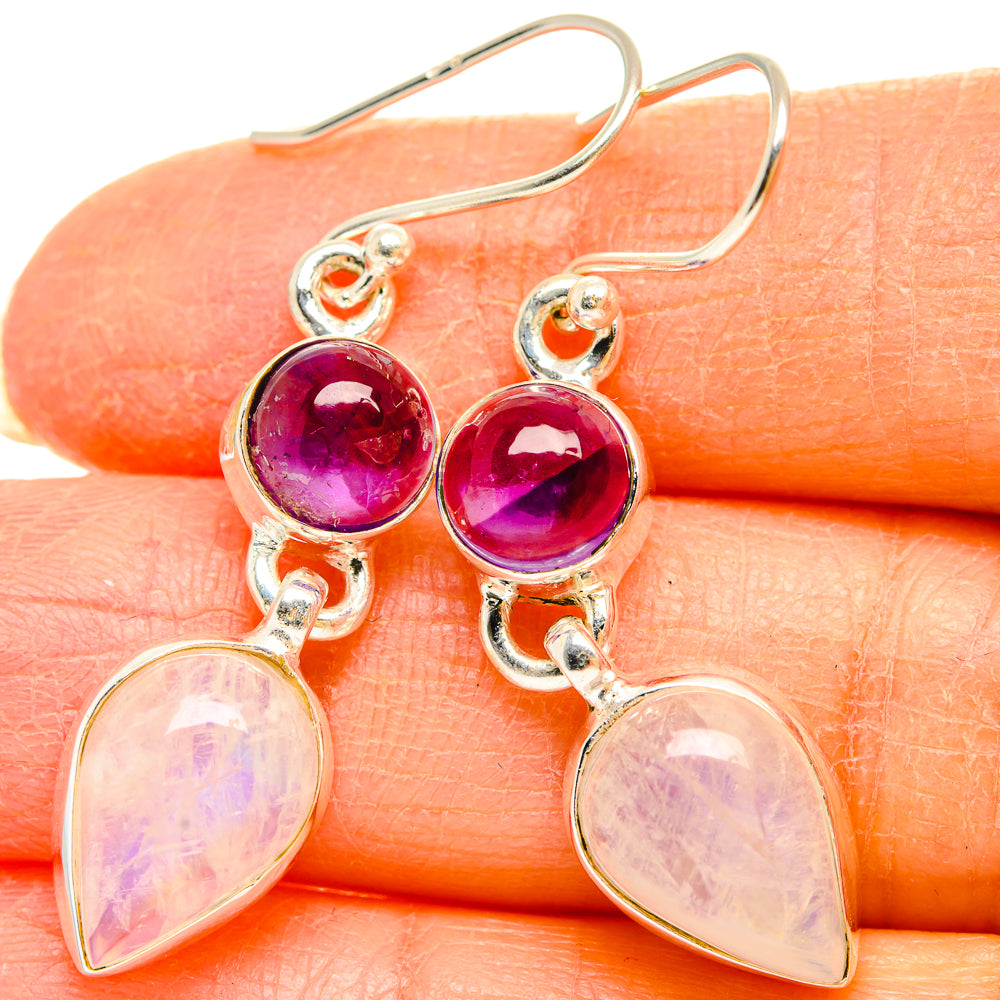 Rainbow Moonstone Earrings handcrafted by Ana Silver Co - EARR429675