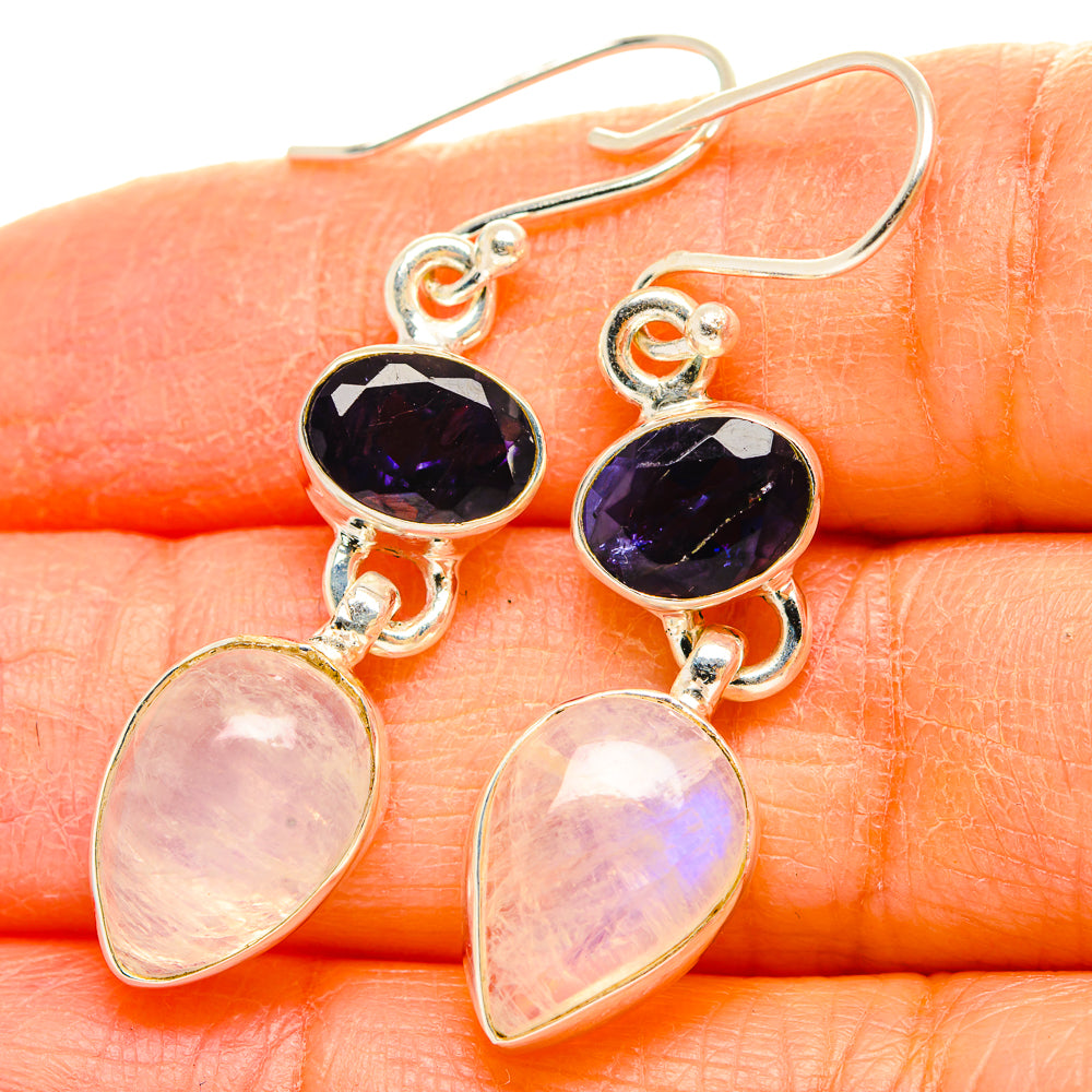 Rainbow Moonstone Earrings handcrafted by Ana Silver Co - EARR429677