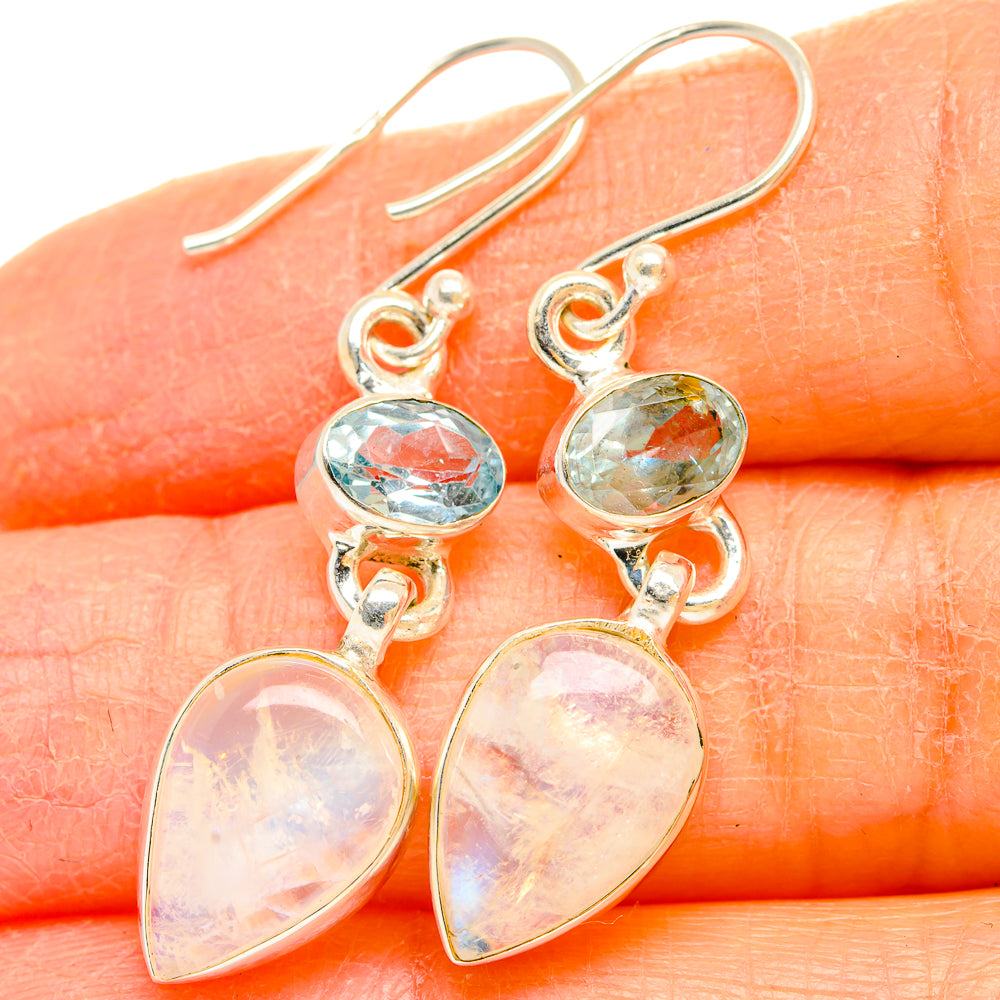 Rainbow Moonstone Earrings handcrafted by Ana Silver Co - EARR429681