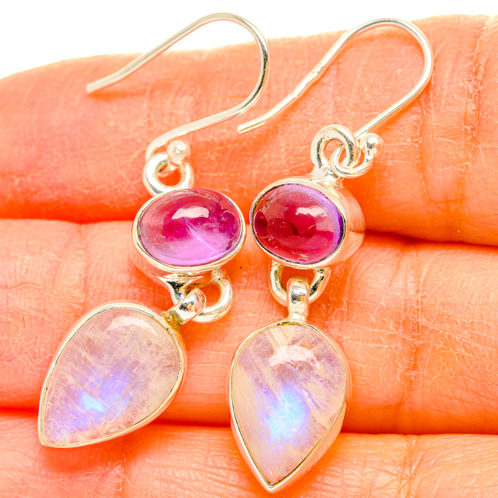 Rainbow Moonstone Earrings handcrafted by Ana Silver Co - EARR429682