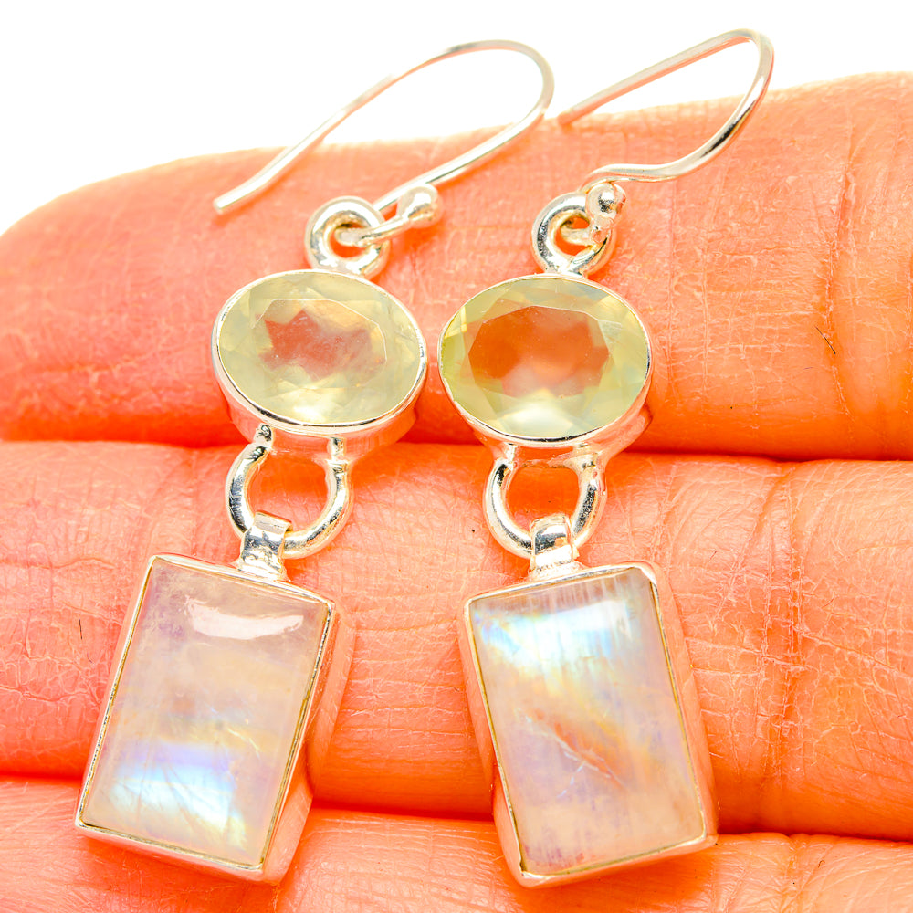 Rainbow Moonstone Earrings handcrafted by Ana Silver Co - EARR429684