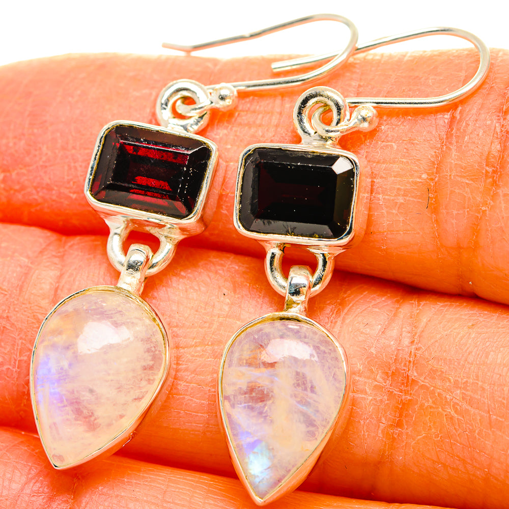 Rainbow Moonstone Earrings handcrafted by Ana Silver Co - EARR429685