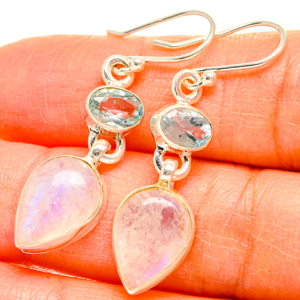 Rainbow Moonstone Earrings handcrafted by Ana Silver Co - EARR429687